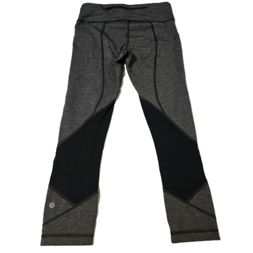 Lululemon Women's Pace Rival Crop Leggings Size 4, Heather Gray/Black